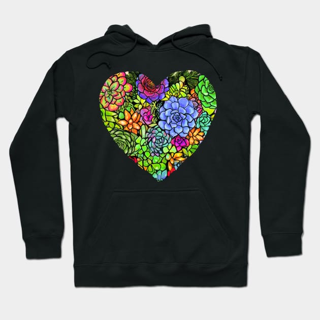 Christmas Succulent Pattern Heart Hoodie by artbysavi